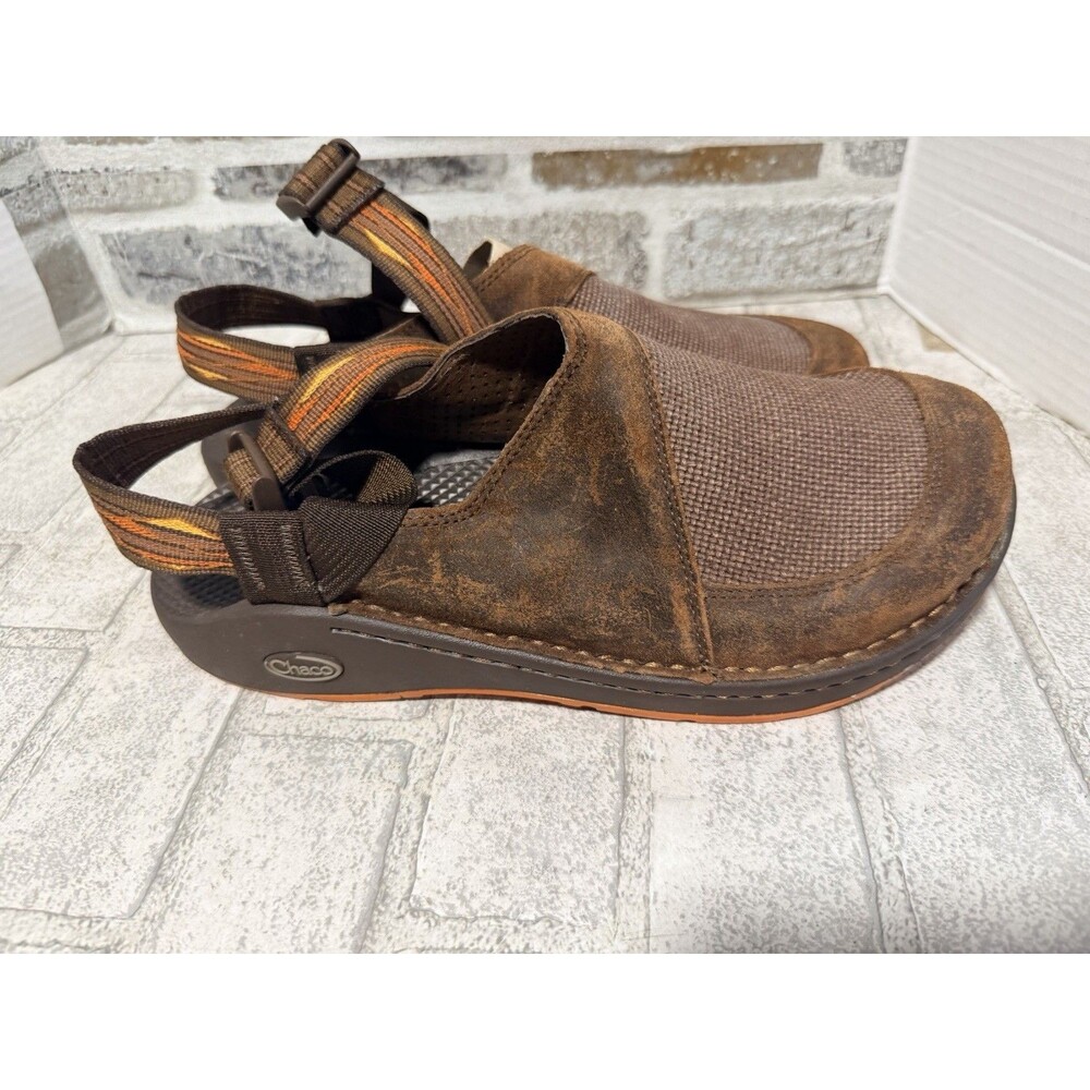 Chaco Pedshed Mens Brown Leather Vibram Comfort Shoes Nubuck/canvas Rare 10.5